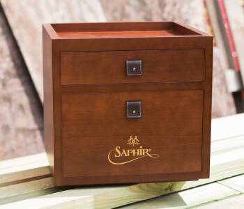SAPHIR MDOR Box Tiroir Acajou - Drewniana luksusowa skrzynka na kosmetyki i akcesoria do pielęgnacji obuwia
